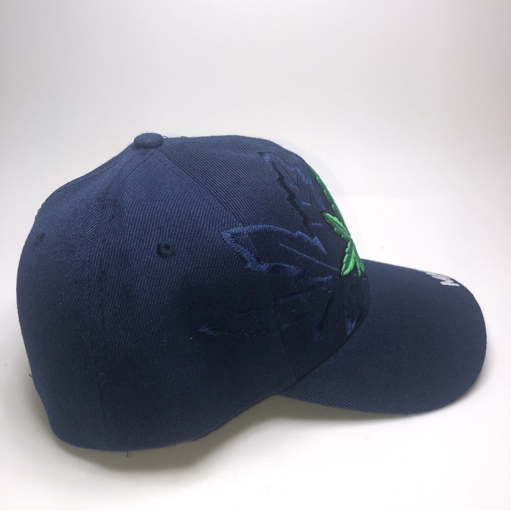 Baseball Cap Embroidered Marijuana Green Leaf Weed Pot Adjustable Blue Hat - Picture 5 of 7